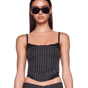 I.AM.GIA Black and White Pinstripe Crop Top